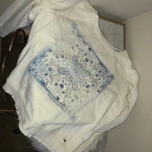 White sweater, vintage print